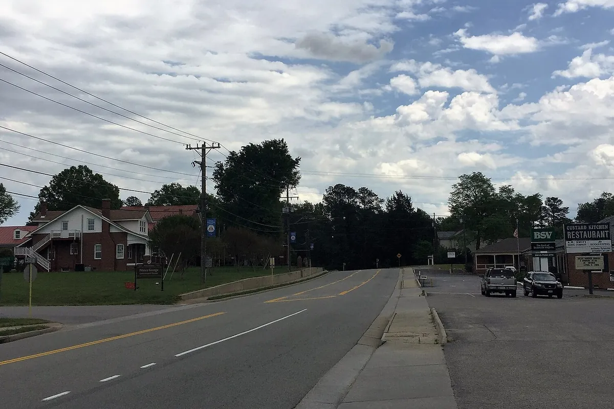 A view of Prince George, Virginia, from Courthouse Road
